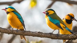 Oiseaux de différentes et belles couleurs.