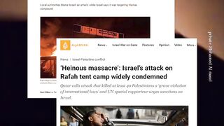 How did media outlets cover the Israeli air strike massacre on a camp in Rafah?