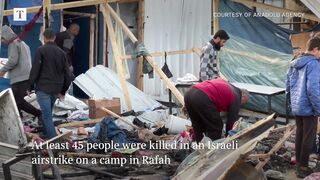 Survivors of Israeli strike on Rafah camp survey damage
