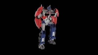 Optimus Prime walking to beat the scrap out of Megatron for 10 minutes