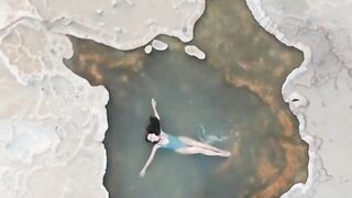 A Woman in an Outdoor natural #Pool #shorts