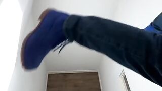 Dad builds 2nd floor trampoline jump!