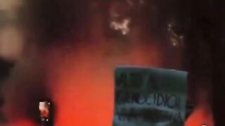 Pro-Palestinian protesters in Mexico set fire to the Israeli embassy in #mexico City #gaza #shorts