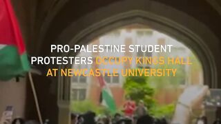 Police confront pro-Palestine student protesters as they occupy hall at Newcastle University