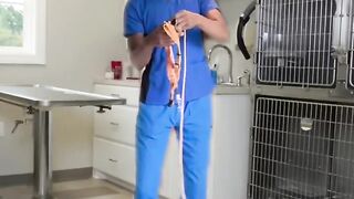 He really had a dance battle with a dog.
