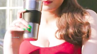 Looking stunning in red shorts outfit