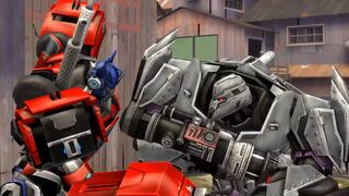 Optimus Prime vs Megatron and his Decepticons Transformers Fight Scene