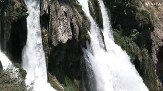 Waterfall beautiful flow of water and forests