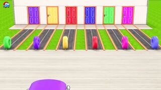 Choose The Right Door With Tires Fire Truck, Car, School Bus, Tractor, JCB 3D Vehicles Game.