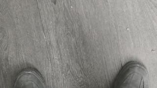 A pair of gray shoes