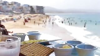 Breakfast by the sea in Taghazout, Morocco