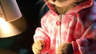 Cute cat make her dress    ????????????