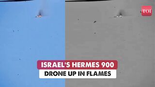 Hezbollah Missiles Burn & Destroy IDF's $10MN Advanced Drone; Watch How Hermes 900 UAV Crashed