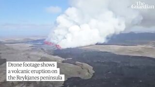 Iceland volcano erupts for fifth time shooting lava 50m into air.