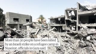 Rescue workers search for survivors after Israeli strike on Gaza refugee camp.