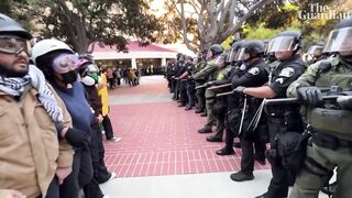 Police clear student encampment and clash with activists at UC Irvine.