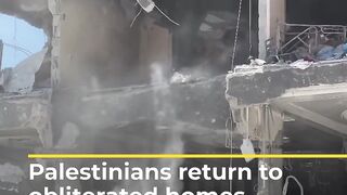 Palestinians return to obliterated homes in northern Gaza _ AJ #shorts