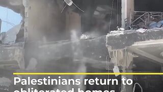 Palestinians return to obliterated homes in northern Gaza _ AJ #shorts.