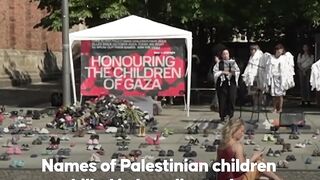 Names of over 15.000 Palestinian children killed in Israeli attacks read aloud in Berlin
