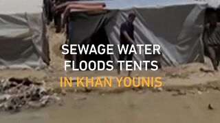 Sewage water floods tents of displaced Palestinians in Khan Younis