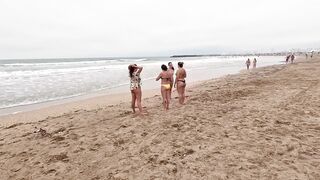 Mar Del Plata Beach Cloudy Day Argentina. Holiday enjoyed fresh life with beach summer.