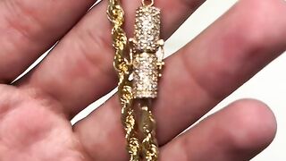Solid Gold Rope Chain & Natural VS Diamond Lock
