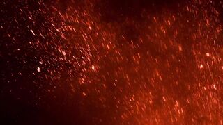 Burning lava particles leaping through the air