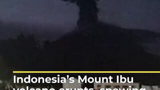 Indonesia's Mount Ibu volcano erupts again, spewing thick ash _ AJ #shorts