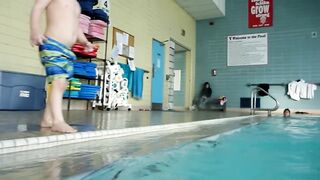 3 years old diving down to get his toypedo