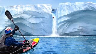 Kayaking down the ICE WALL (extreme Arctic waterfall)
