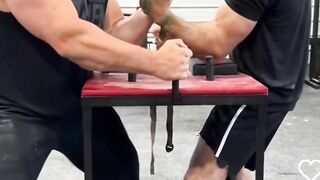 Brian Shaw arm wrestling Devon Larratt he is learning!