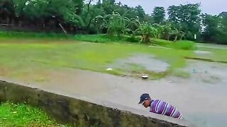 Bangladesh village fishing scene