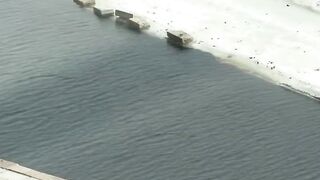 The curbs have been torn off and they are floating away