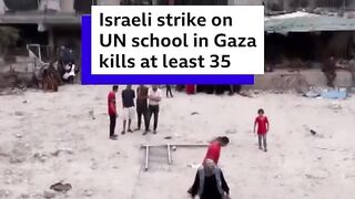 An Israeli air strike on a UN school in central Gaza has reportedly killed at least 35 people.