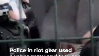 Canada police use tear gas on anti-Gaza war protesters _ AJ #shorts