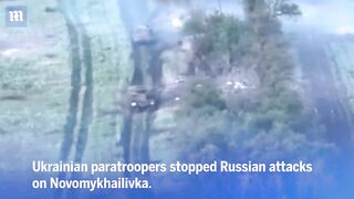 Ukrainian paratroopers use Javelin to destroy Russian tanks in Novomykhailivka
