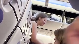 Dad surprised daughter in the airplane