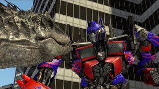Optimus Prime Vs The Indominus Rex! Transformers Vs Jurassic World Short Fight Scene!