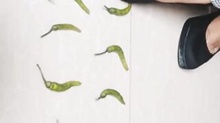 Asmr chilli crushing with high heels