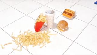 ASMR crushing French fries with high heel