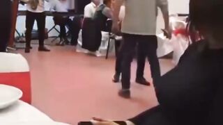 He stops the band and then knock him out