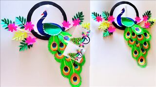 how to make beautiful wall decoration peacock craft with paper _ art and craft _ peacock craft.