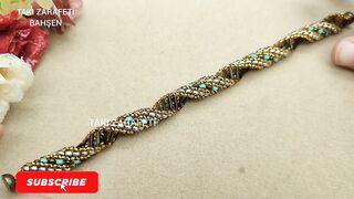 Russian spiral stitch beaded bracelet. DIY beaded rope. Rus sarmalı bileklik yapımı..