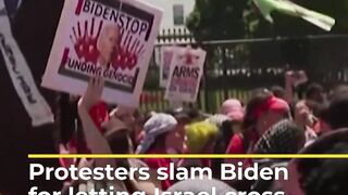 Protesters slam Biden for letting Israel cross 'red line' in Gaza _ AJ #shorts