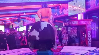 OMG!! ???? CUTE  on the MECHANICAL BULL! ???????? [4K UHD] - Spain Benidorm Bullride