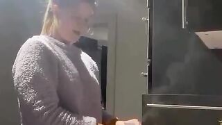Cat almost jumped inside burning gas cooker