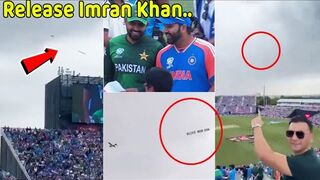 Release Imran Khan Banner on Aircraft while India vs Pakistan Match