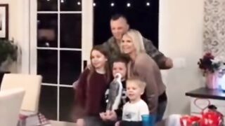 Military Dad Suprise Family.