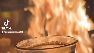 Winter season bonfire and tea