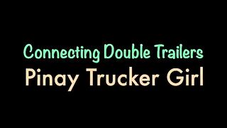 FilipinaFemale Truck Driver Connecting Double Trailers